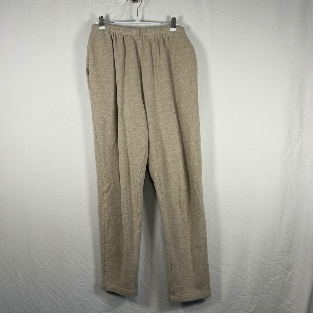 Jones New York Sport Pants Womens M Tan 100% Cotton Elastic Waist Pockets Lounge